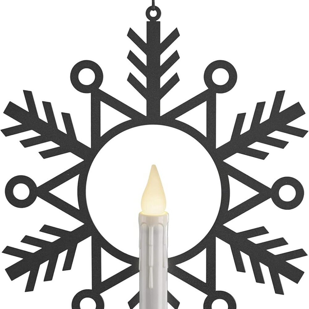 CW1500A Battery Powered 12 inch Metal Snowflake Window Wreath with Warm White Fl
